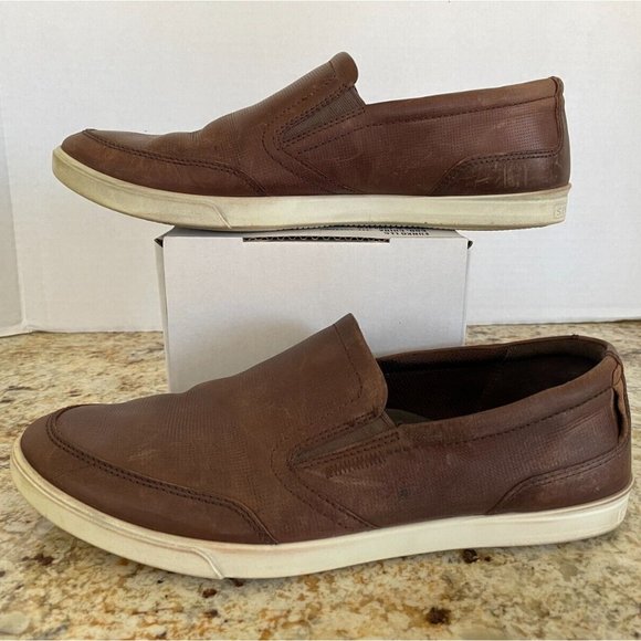 Ecco Shock Point Casual Slip-On Loafers Brown Leather, Men's 44 - Picture 2 of 7